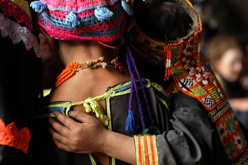 Kalasha girls in their distinctive dresses