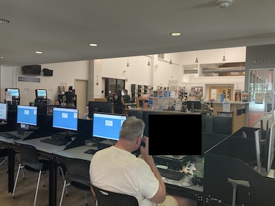 as you enter the library