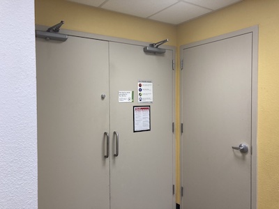 meeting room and stairs to the hidden gallery